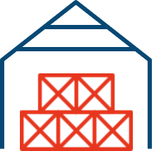 icon of cardboards under a roof